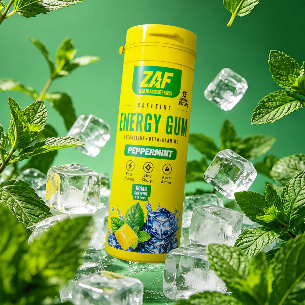 ZAF - Caffeine Energy Gum - 60mg - Peppermint - 15 Pieces/ Pack